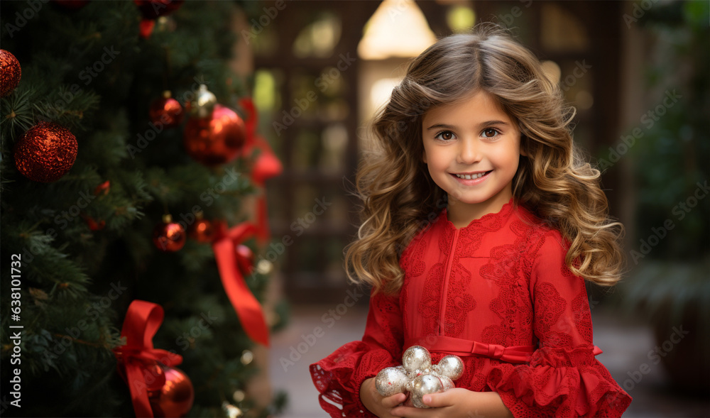 happy girl sitting under Christmas tree opening Christmas gifts.Christmas and love Christmas atmosphere happy girl sitting under Christmas tree opening Christmas gifts.Christmas and love Christmas atmosphere