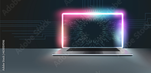 Ai chipset on circuit board in futuristic concept suitable for future technology Data science and big data technology. Scientist computing, analysing and visualizing complex data set on computer.