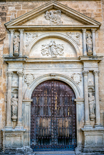 Monumental entrance of the church of the Assumption of Yeste, Albacete, Spain photo