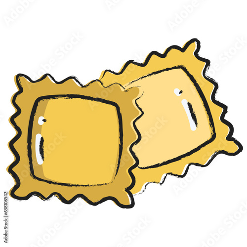 Hand drawn Ravioli pasta icon