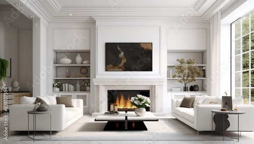 Luxury living room interior, generative ai © inspiretta