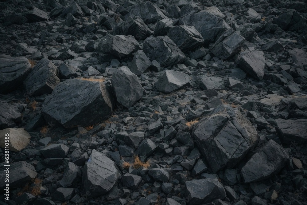 Black rock texture. Dark gray stone granite background for design. Rough cracked wall surface. Crumbled. Black rock texture. Dark gray stone granite background for design. Rough cracked wall surface. Crumbled.