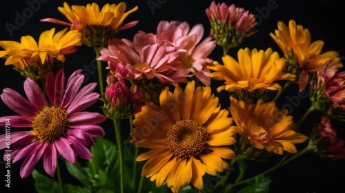 Nice flowers on black background