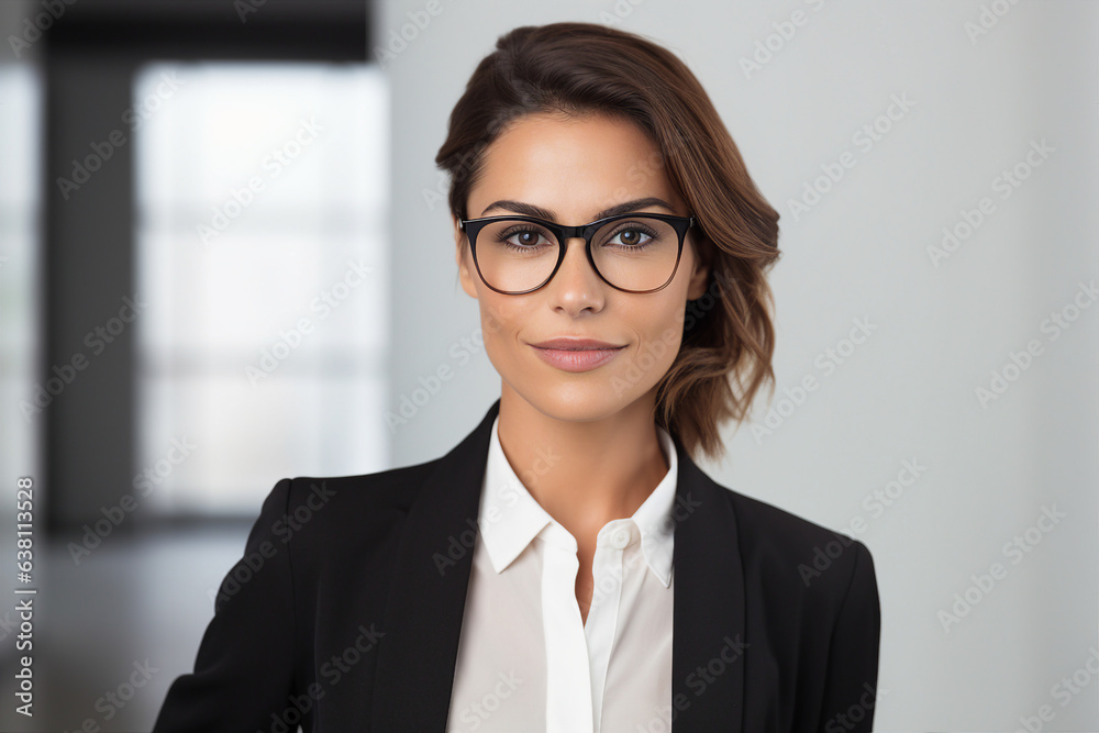 Made with Generative IA tech illustration charming businesswoman smiling confident office worker Made with Generative IA tech illustration charming businesswoman smiling confident office worker