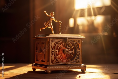 Foto Vintage Music Box with Ballerina in Sunlight