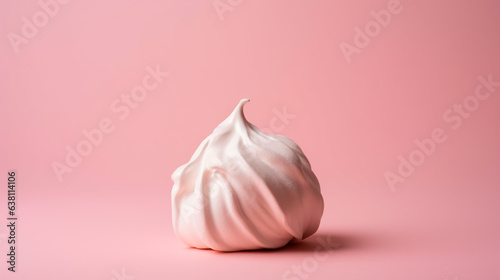 Close up meringue or marshmello dessert pastel pink background ai generate photo