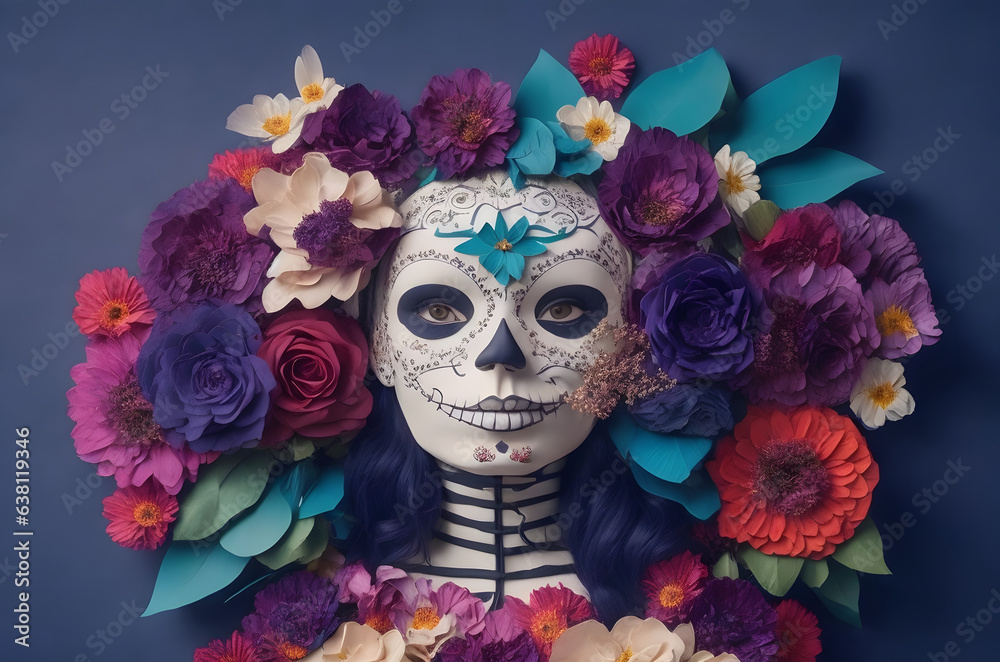 day of the dead catrina paper art style ai generated