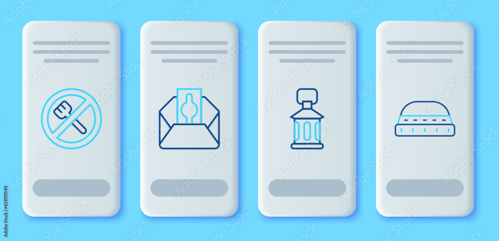 Set line Donate or pay your zakat, Ramadan Kareem lantern, fasting and Muslim hat for prayer icon. Vector Set line Donate or pay your zakat, Ramadan Kareem lantern, fasting and Muslim hat for prayer icon. Vector