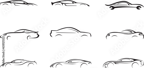 Set of car vector art design line draw, car, icon, auto, vector, truck, vehicle, transportation, transport, automobile, set, illustration, silhouette, van, bus, symbol, traffic, logo, sedan, sport 