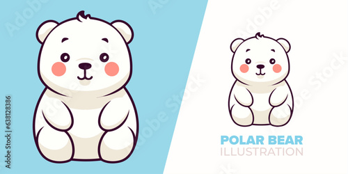 Whimsical Flat Cartoon Style: Isolated Vector Animal Nature Icon Concept Featuring Cute Polar Bear Cartoon Illustration