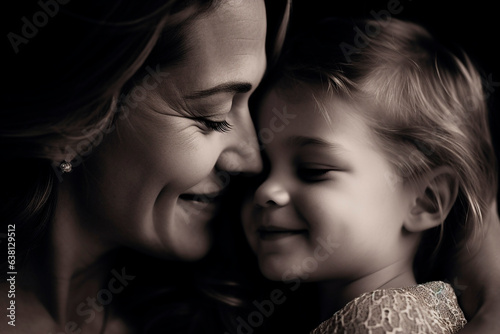 A mother with her son in a moment of tenderness and love. eyes shining with affection and a sweet smile