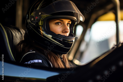 Vászonkép Generative AI digital portrait of a professional sports car racer in a helmet dr