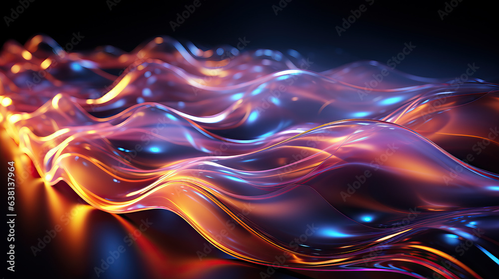 Abstract wavy lines on a black background Abstract wavy lines on a black background