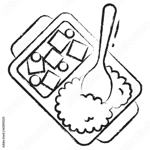 Hand drawn Rice curry lunch box icon