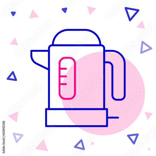 Line Electric kettle icon isolated on white background. Teapot icon. Colorful outline concept. Vector