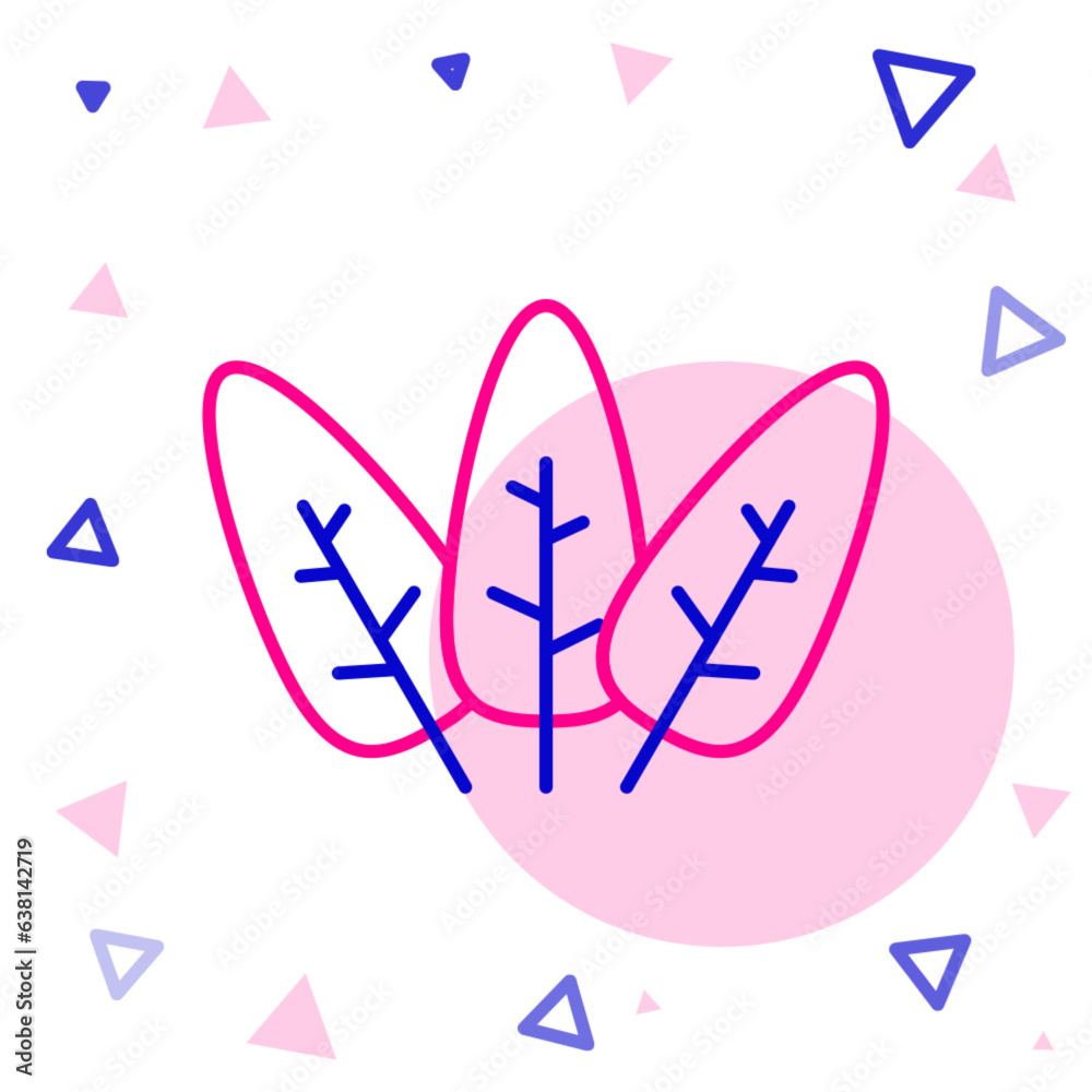 Line Leaf icon isolated on white background. Leaves sign. Fresh natural product symbol. Colorful outline concept. Vector Line Leaf icon isolated on white background. Leaves sign. Fresh natural product symbol. Colorful outline concept. Vector