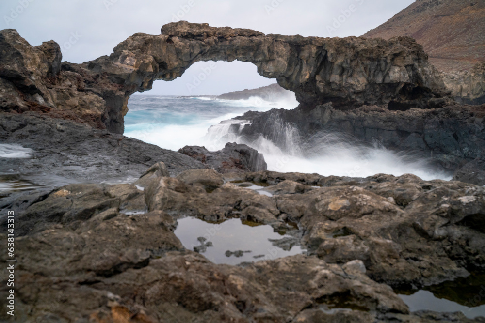  amazing rock formations in the sea in the coast of the island of El Hierro (Canary Islands)