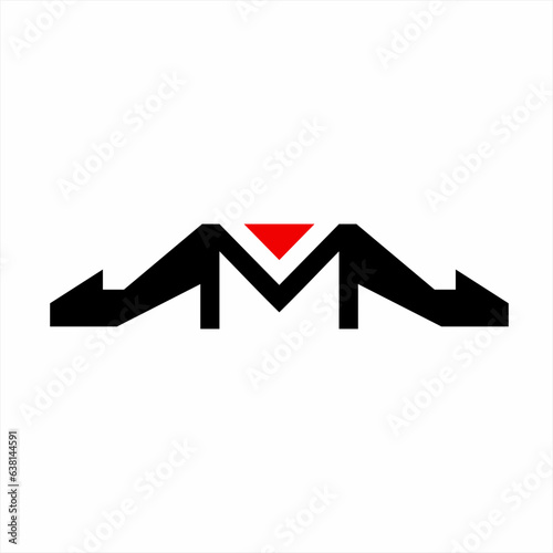 Letter M logo design with two women's shoes forming an envelope symbol. Suitable for the identity of shoe stores and women's shoe brands. photo