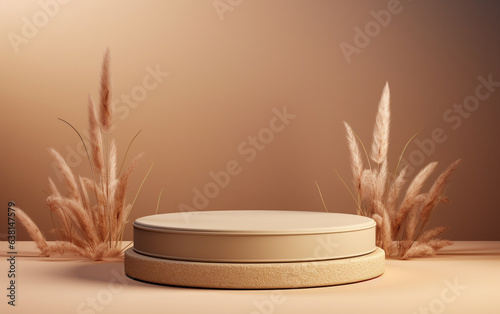 3d display product beige minimal scene with geometric podium platform. cylinder background vector 3d rendering with podium. stan 