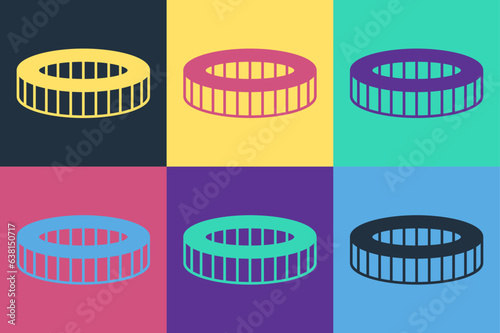 Pop art Car air filter icon isolated on color background. Automobile repair service symbol. Vector