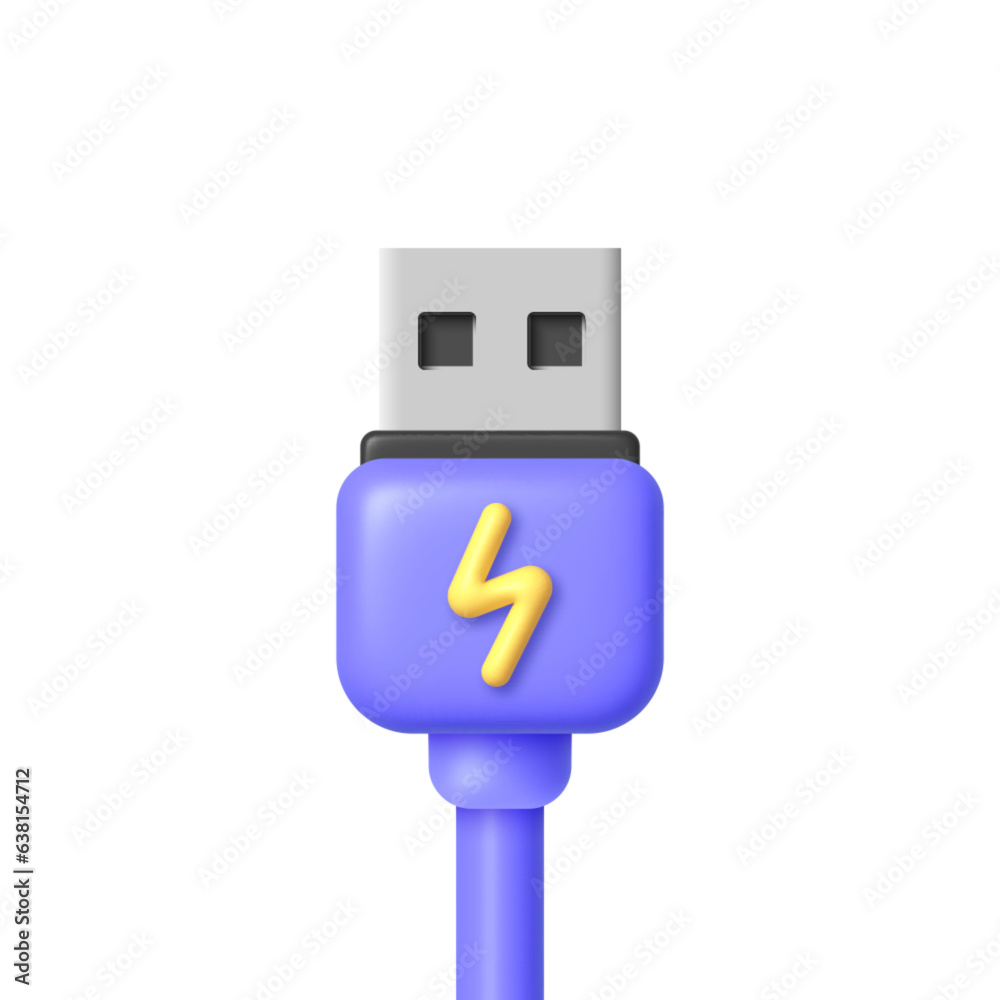 Usb 3d on white background. Internet technology. Energy concept. 3d vector illustration Usb 3d on white background. Internet technology. Energy concept. 3d vector illustration