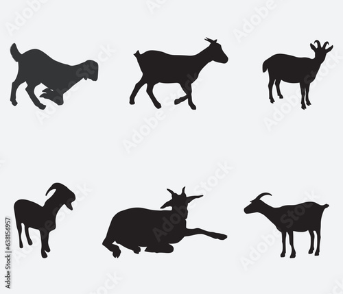Vector Collection of goat Silhouettes