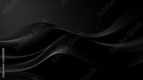 Black abstract background with smooth lines in waves. Dynamic Flowing white background