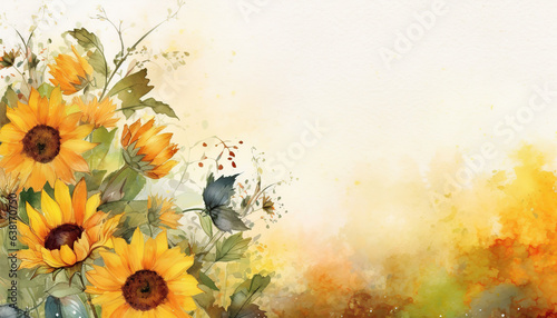 floral watercolor background sunflower