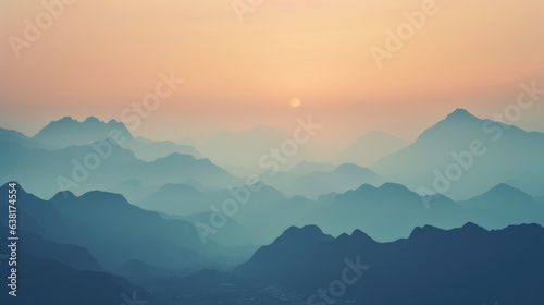 mountain range obscured by haze, showcasing the effects of air pollution generative ai