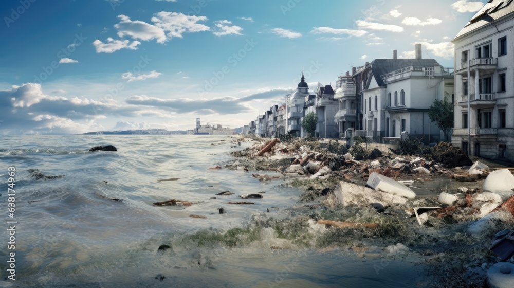 coastal town dealing with rising sea levels, a clear sign of climate ...