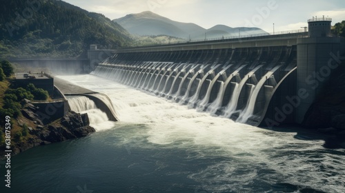 hydropower dam, representing a form of renewable energy in the fight against climate change generative ai