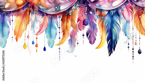 tassel garlands feathers watercolor