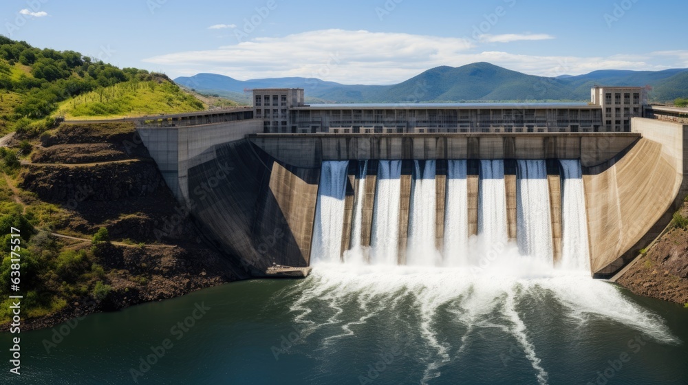 hydropower dam, representing a form of renewable energy in the fight against climate change generative ai