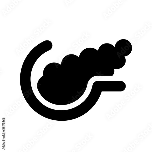 Human organ pancreas icon, black silhouette vector illustration