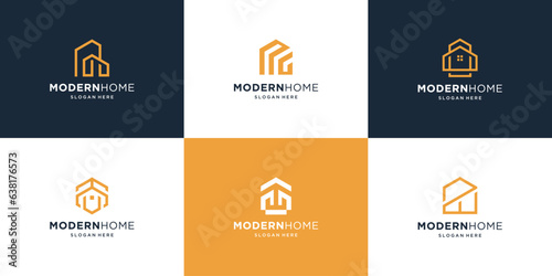 set of minimalist home real estate logo