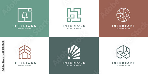 set of minimalist furniture interior logo design