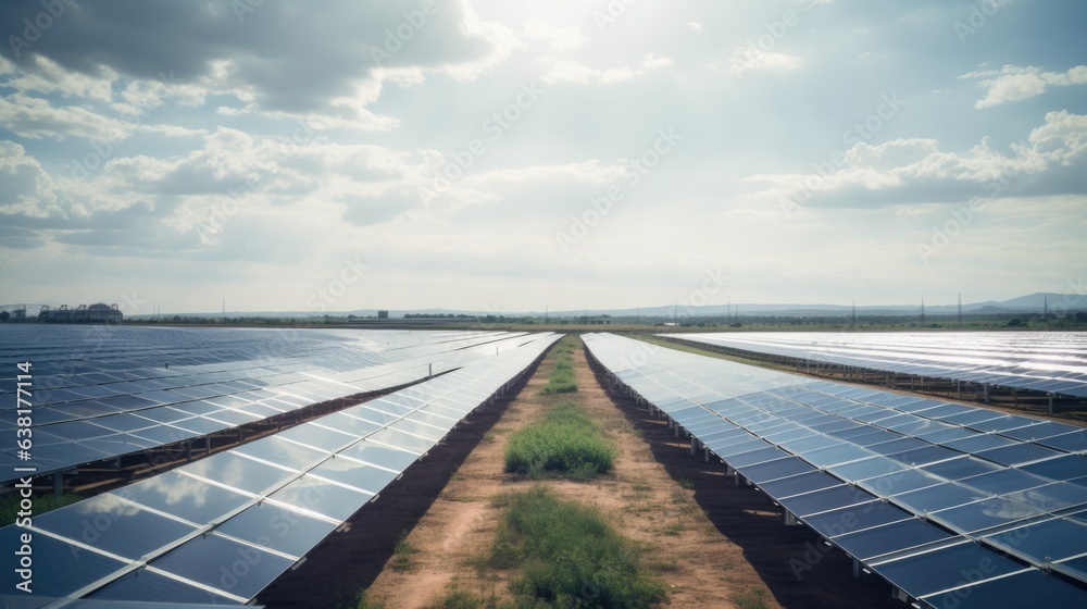 solar farm, representing a sustainable alternative to mitigate climate change generative ai