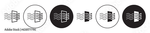 filtration vector icon set. dust particle filter symbol. air purification purifier sign in black color.