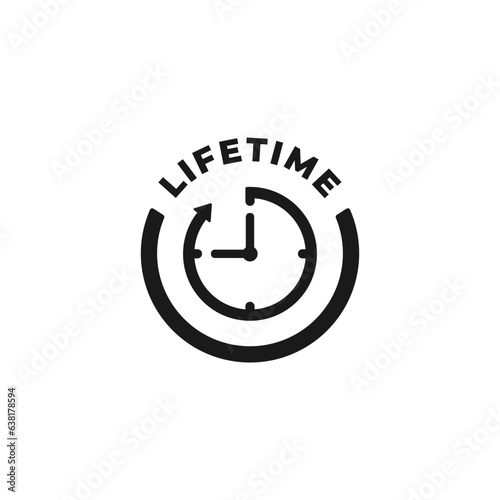 Lifetime warranty icon or Lifetime warranty label vector isolated in flat style. The best Lifetime warranty icon vector isolated for design element. Lifetime warranty label design element.