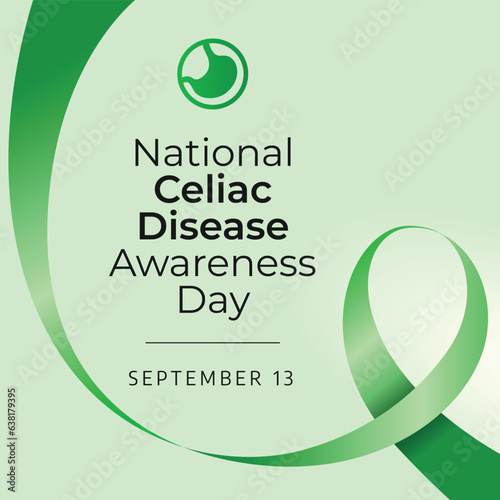celiac disease awareness month celebration design template. green ribbon design for celiac disease awareness celebrartion. ribbon design template.