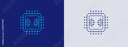 chipset icon - chip. modern logo of chipset or microchip outline style. CPUs. flat chips symbol. computer component vectors. technology