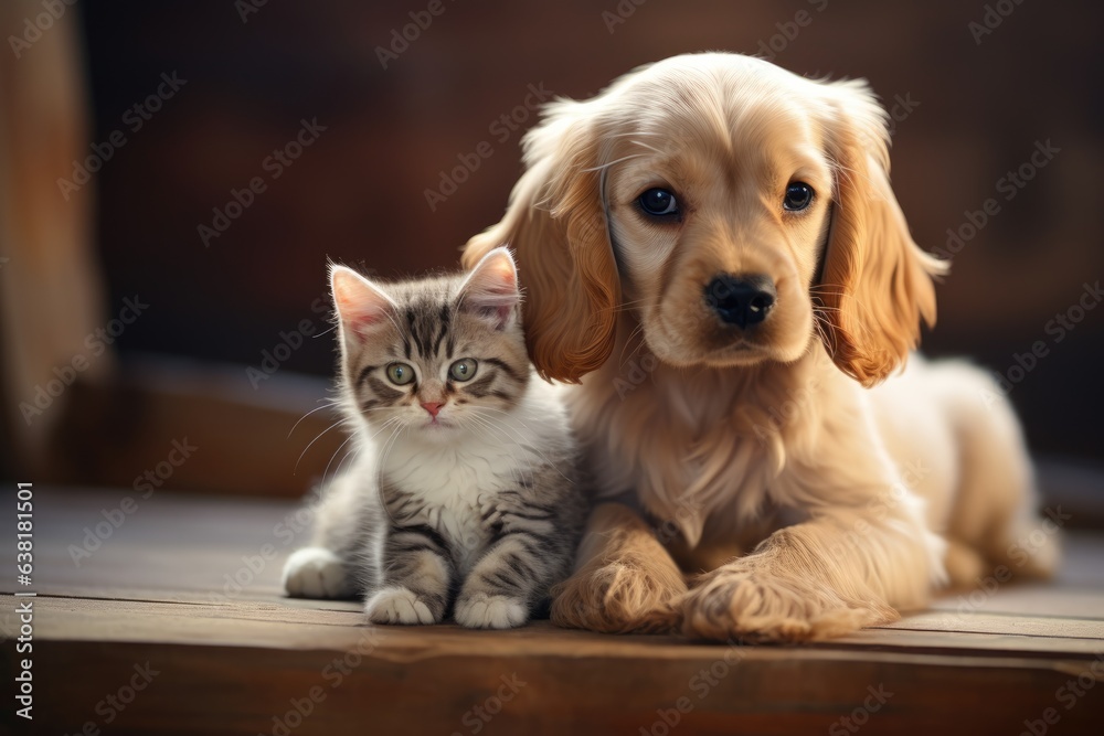 little kitten and puppy. ai generative little kitten and puppy. ai generative