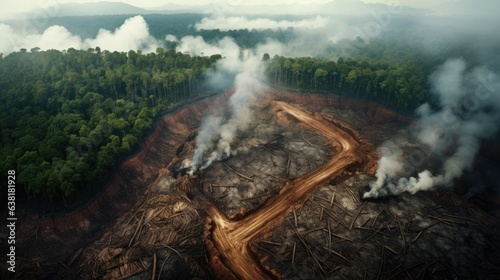 deforestation, portraying the implications of this environmental issue generative ai