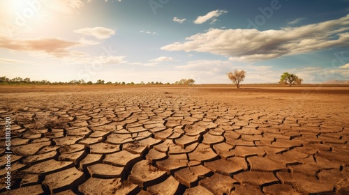 barren farmland affected by drought, a clear indication of climate change generative ai