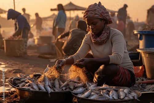 fish market in port, generative AI photo