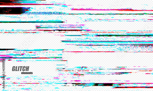 Abstract digital glitch on transparency background. Vector illustration.