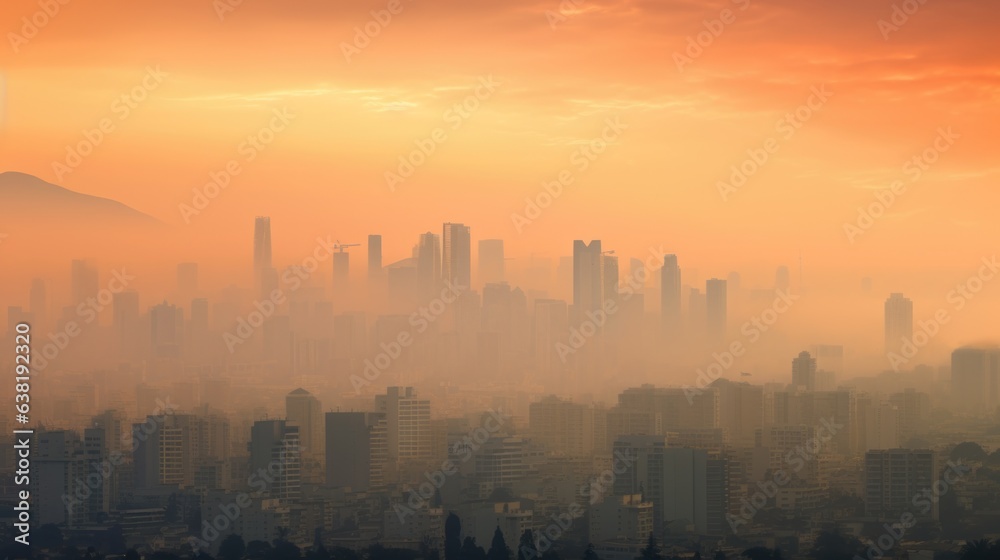 Obraz premium cityscape covered in haze due to increased air pollution generative ai