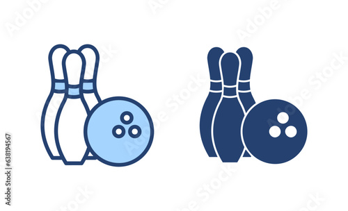 Bowling icon vector. bowling ball and pin sign and symbol.