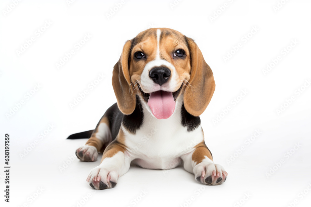 Cute Beagle puppy isolated on a white background. 