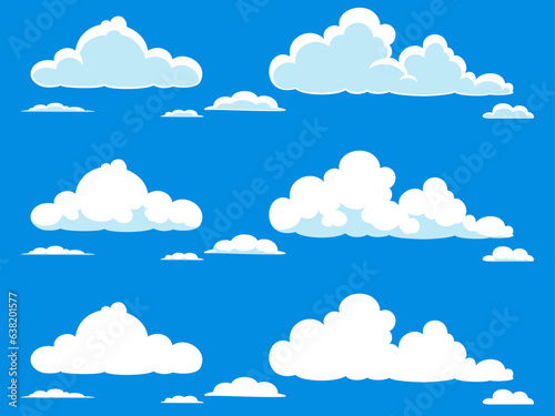 影パターン別もこもこ雲のイラストセット